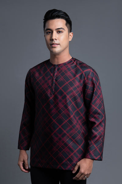 RR Kurta Top Checkered in Black Red
