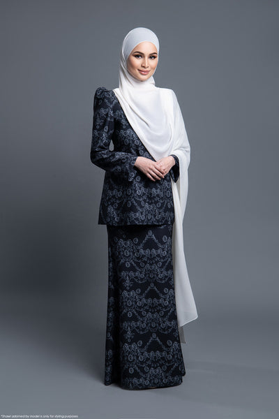 RR Baju Kurung Kedah Jewel in Black White