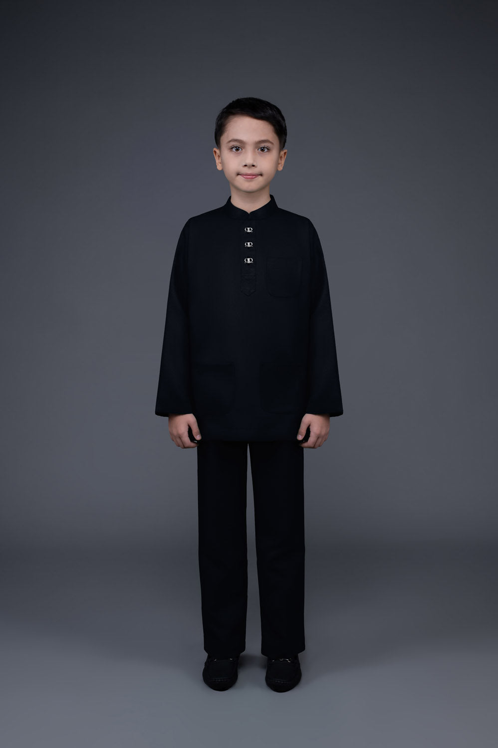 RR BASIC Baju Melayu Cekak Musang Boy in Black