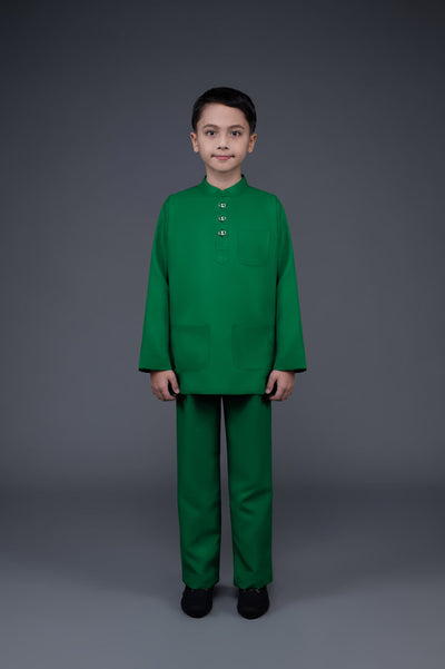 RR BASIC Baju Melayu Cekak Musang Boy in Emerald Green