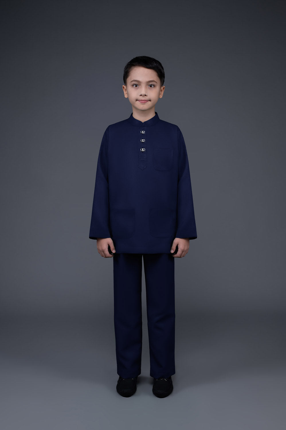 RR BASIC Baju Melayu Cekak Musang Boy in Navy Blue