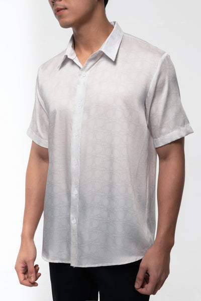RR BASIC Roma Monogram Satin Shirt in Grey