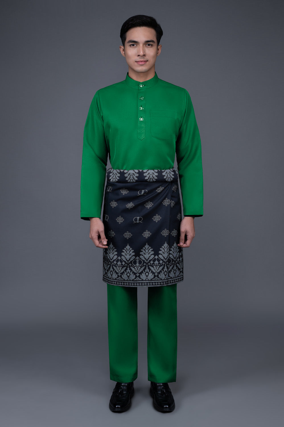RR BASIC Baju Melayu Cekak Musang Set in Emerald Green