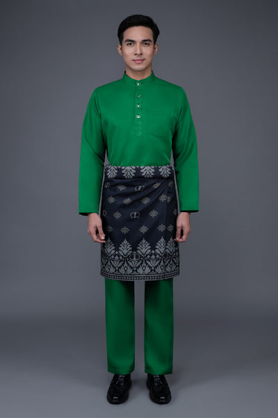 RR BASIC Baju Melayu Cekak Musang Set in Emerald Green