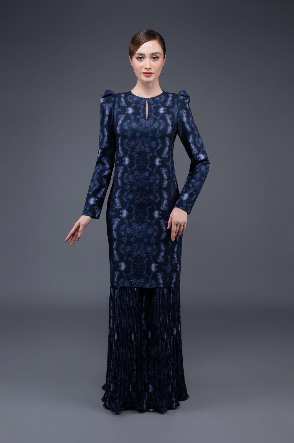 RR Baju Kurung Modern Pleated Audrey in Dark Blue