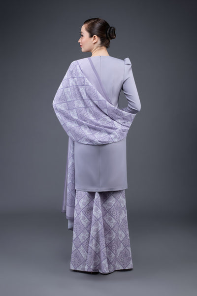 RR Baju Kurung Modern Batik Shawl Set in Lilac