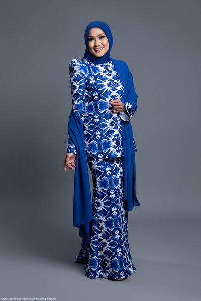 RR Baju Kurung Kedah Ikat in Electric Blue