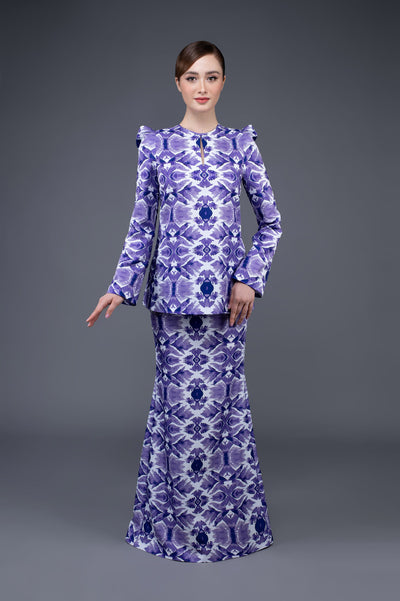 RR Baju Kurung Kedah Ikat in Indigo Purple