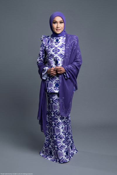 RR Baju Kurung Kedah Ikat in Indigo Purple