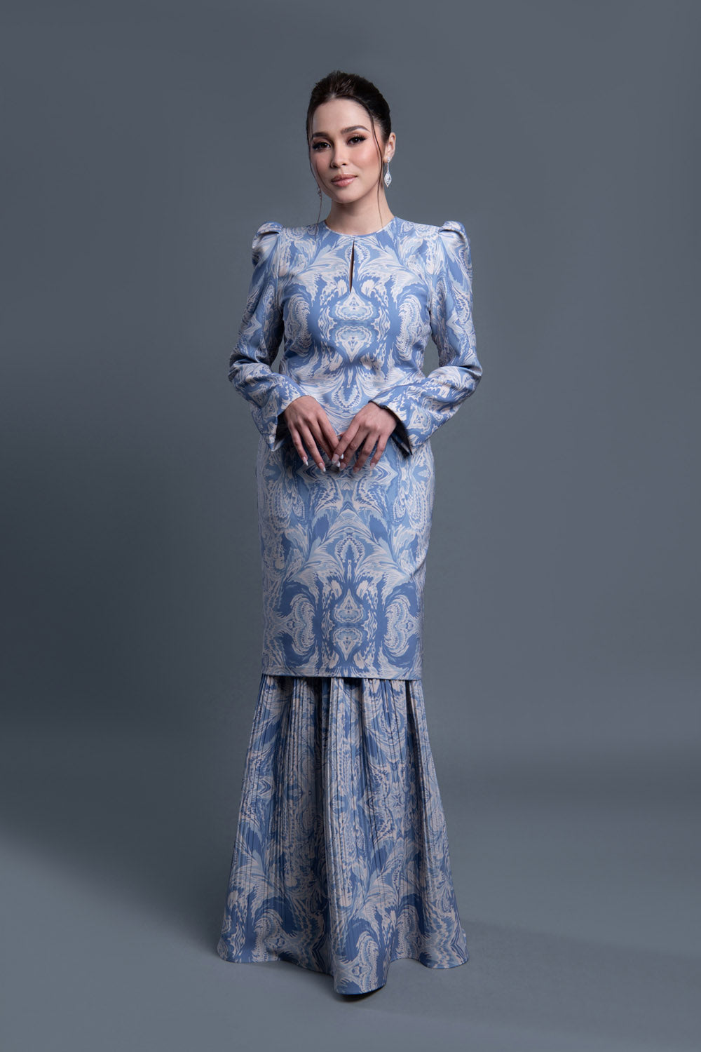 RR Baju Kurung Modern Pleated Ivy in Light Blue