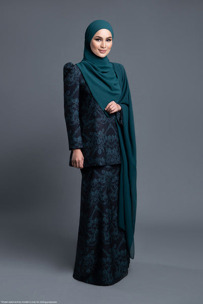 RR Baju Kurung Kedah Jewel in Black Turquoise