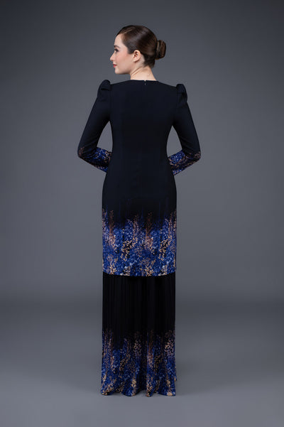 RR Baju Kurung Modern Pleated Lavender in Black