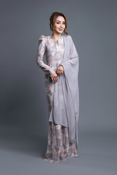 RR Baju Kurung Modern Pleated Sophea in Grey