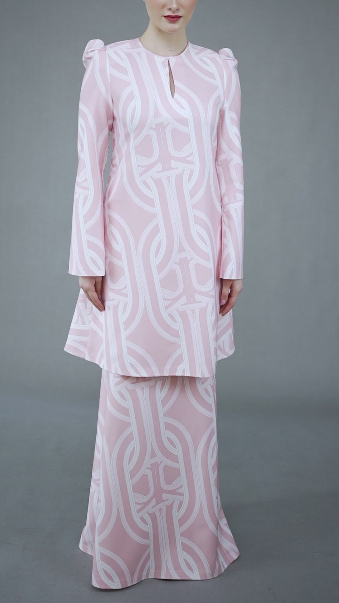 RR Baju Kurung Pahang Chain in Blush Pink